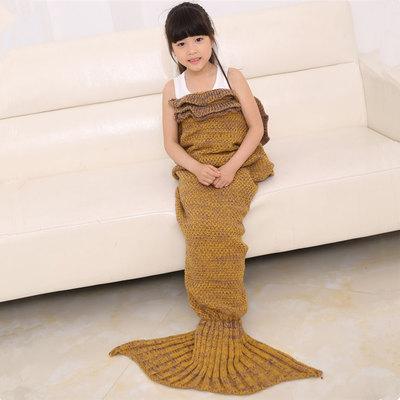 Kids Mermaid Sofa Knitting Blanket Air Conditioning Sofa Sleeping Mermaid Blanket Sleeping Bag Charming Girl Child Throw Bed Wrap QQA38