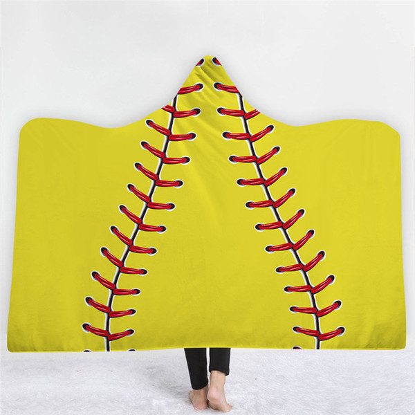 200*150cm 130*150cm Baseball Football Sherpa Towel Softball Blanket Sports Theme Hooded Cape Soccer Bathing Towel Swadding Blankets