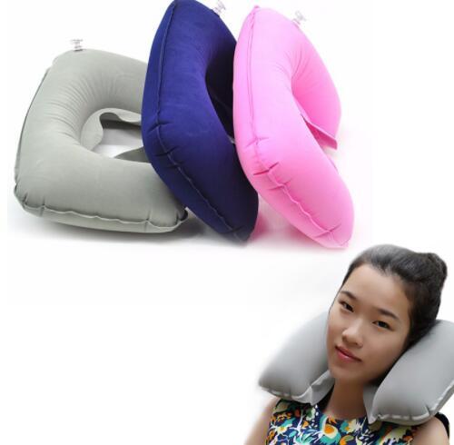 free shipping U Shaped Travel Pillow Inflatable Neck Car Head Rest Air Cushion for Travel Office Nap Head Rest Air Cushion Neck Pillow