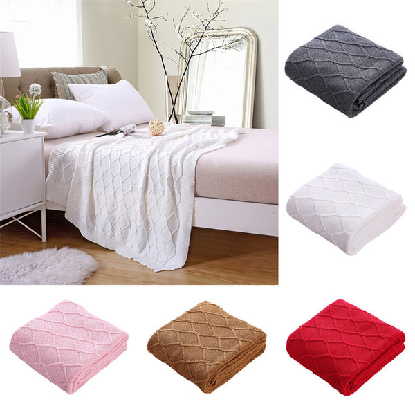 Cotton and Linen Pattern Knitted Throw Blanket Nordic Reversible Soft Blanket on the Bed Home Plane Travel coperta Throws