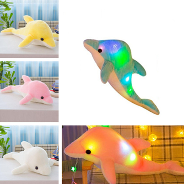 Fashion Luminescent Pillow Marine Animal Dolphin Doll Toy short Plush Plillows Valentine's Day gift Bedding plillows T7I5039