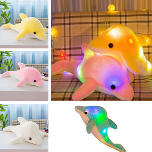 Fashion Luminescent Pillow Marine Animal Dolphin Doll Toy short Plush Plillows Valentine's Day gift Bedding plillows T7I5039