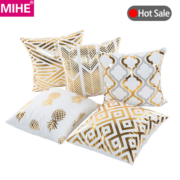 MIHE Christmas Cushion Cover Decorative Pillow Case Eco-Friendly Gold Sofa Seat Case Car Pillowcase Soft Bed Pillow Case BZT08 D19010902