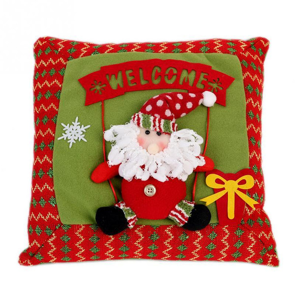 Fashion Christmas Snowman Santa Claus Pattern Embroidered Pillow Christmas Decor