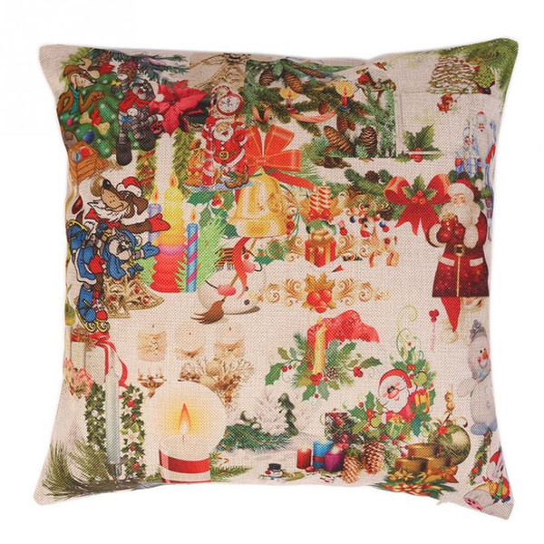 Hot Sale Linen Christmas Pillow CaseChristmas street Pillow Cover Cushion Festivals Decoration