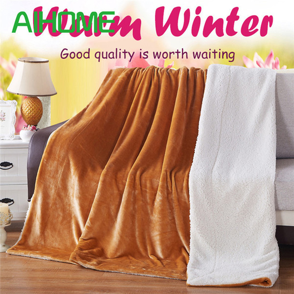 Free DHL 150*200cm Solid Color Flannel Blanket Sofa Bedding Throws Spring Autumn Thick Warm Smooth Two Sided Lamb Fluff Blankets