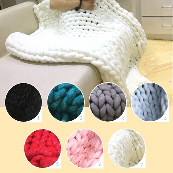 Super Soft Ultra-thick Yarn Blanket Air-conditioner Quilt Sofa Blanket Hand Woven Warm Elegant Carpet