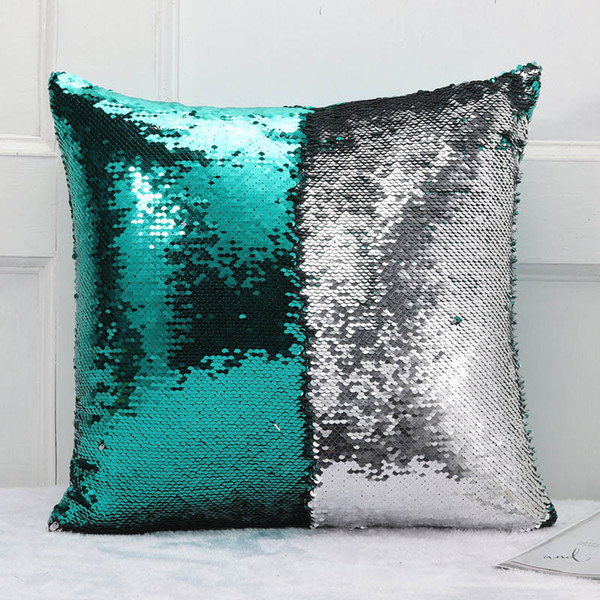 Meijuner DIY Mermaid Sequin Cushion Cover Magical Throw Pillowcase 40X40cm Color Changing Reversible Pillow Case For Home Decor D19010902