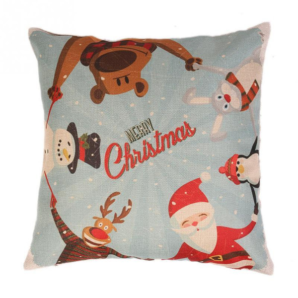 New Hot Sale Linen Christmas Pillow Case Christmas Characters Pillow Cover Cushion Festivals Household Decoration