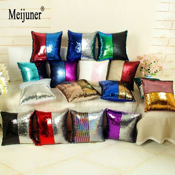 Meijuner Reversible Glitter Mermaid DIY Sequins Cushion Cover Throw Pillow Cushion Cover Car Home Sofa Decoration Pillowcase D19010902