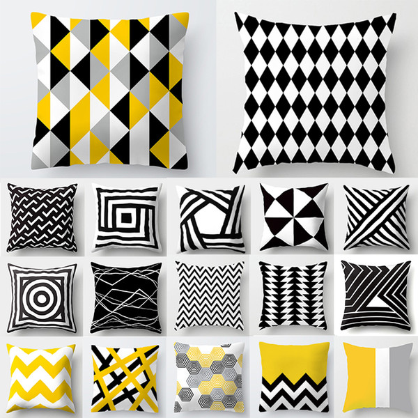 Cojines Decorativos Para Sofa Cushion Cover Yellow Pillow Geometric Polyester Decoration Home Decor Housse de Coussin 40548 D19010902