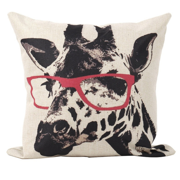 Animal Giraffe Pink Glasses Design Sofa Car Home Decor LinenThrow Pillow Case Decor Cushion Covers Square