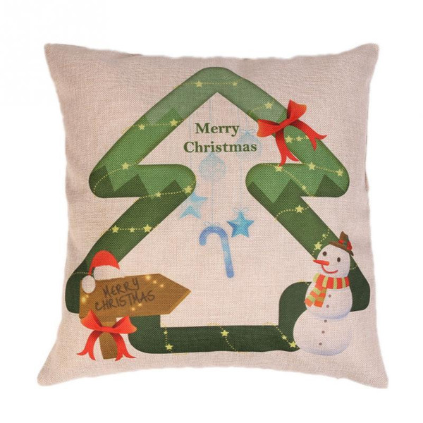 New Hot Sale Linen Christmas Pillow Case Pine and Pine Snowman Christmas Pillow Cover Cushion Household Decoration