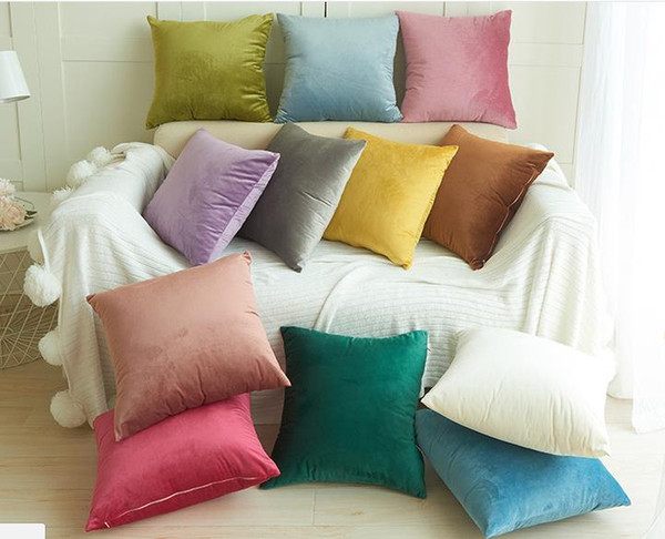 20pcs/lot 45x45cm Velvet Fabric Sofa Pillowcase Square Car Throw Cushion Covers Home Decorative Pillow Cover Hotel Bedding More Colors