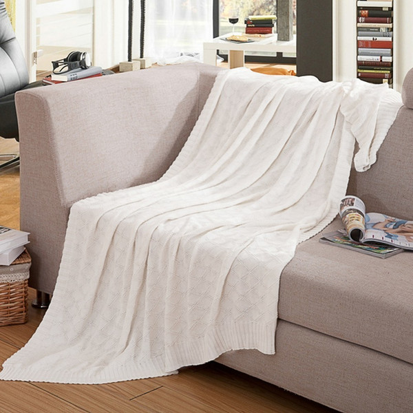 Home Textile Sofa Bedding Fleece Blanket Summer Solid Color Blankets Super Soft Warm Flannel Air Conditioning Knitted Blanket