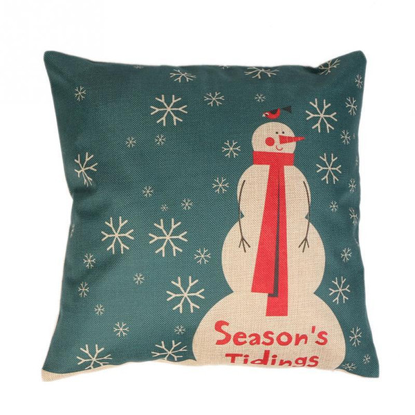 Hot Sale Linen Christmas Pillow Case Christmas Snowman Snowflake Pillow Cover Cushion Festivals Decoration