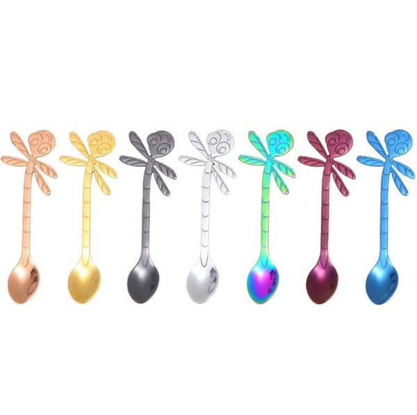 304 Stainless Steel Coffee Spoon Dragonfly Shaped Tea Spoon Stirring Hanging Spoon For Dessert Tea Ice Cream