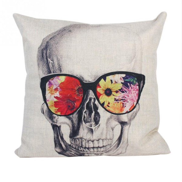 Charming Skull Square New Cotton Linen Pillow Case Throw Body Pillow Bed Home Sofa Decor