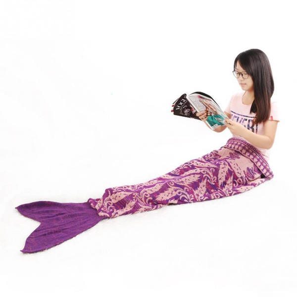 Hot Fashion Printing Mermaid Tail Blanket Crochet Adult & Kids Soft Kintted Rug