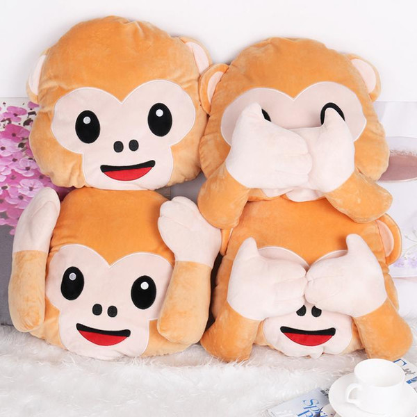 Emoji Monkey Smiley Series Emoticon Yellow Round Cushion Pillow Stuffed Plush Soft Toy Throw Pillows