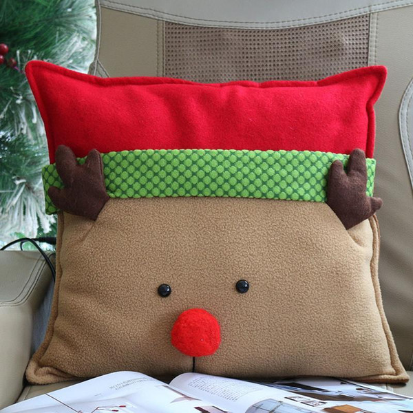 Cute Christmas Xmas Deer Reindeer Pillowcase Sofa Cushion Cover For Home Sofa Car Decor