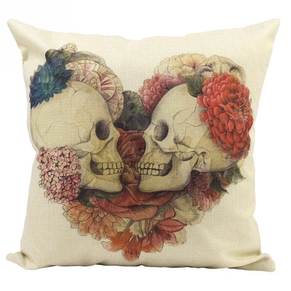 Creative Skull Pillow Case Linen Cotton Pillow Covers Home Decor Printed Cushion Cover Pillowcase