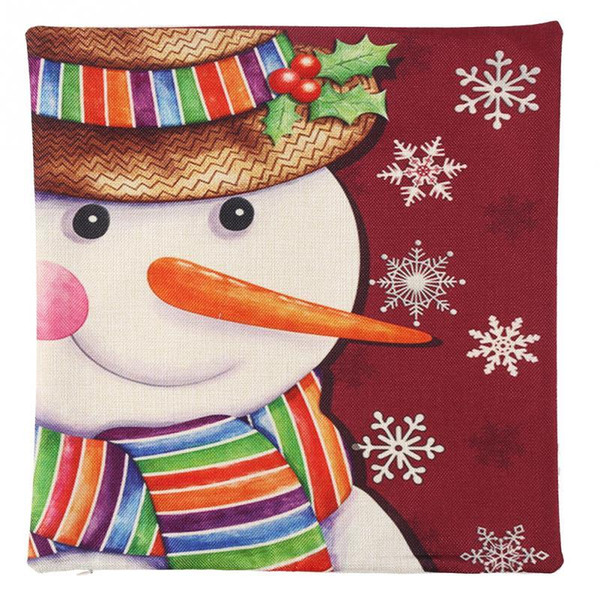 Retro CreativeCushion Cover Christmas Tree Snowman Pillowcase Throw Home Decor Cotton Linen Pillow Case