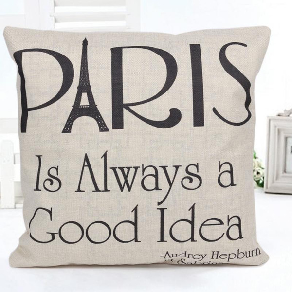 Cotton Linen Square Decorative Throw Pillow Case Cushion Cover -PARIS IS ALWAYS A GOOD IDEA