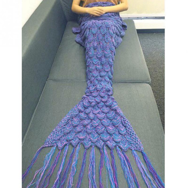 Mermaid Scales Fringed Blanket Spring Season Family Sofa Travel Portable Fashion Mermaid Blankets