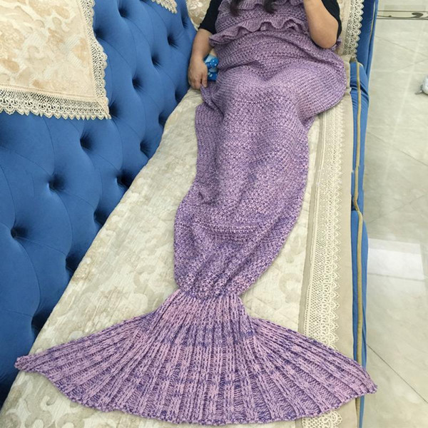 Mermaid Blanket Adult Knitted Sleeping Bag Sofa Falbala Mermaid Tail Bed Throw 4 colors