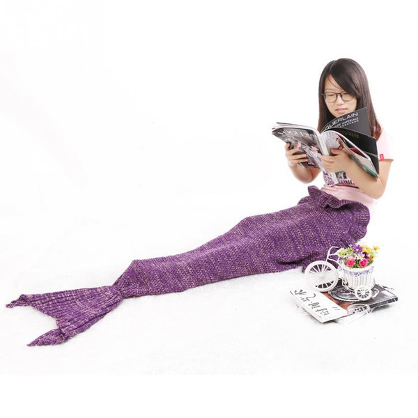 Super Soft Hand Crocheted Mermaid Tail Blanket Sofa Blanket Child 140*60 cm DIY