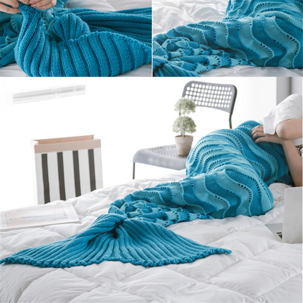 6 Colors Mermaid Tail Blanket Crochet Mermaid Blanket For Adult Super Soft All Seasons Sleeping Knitted Blankets