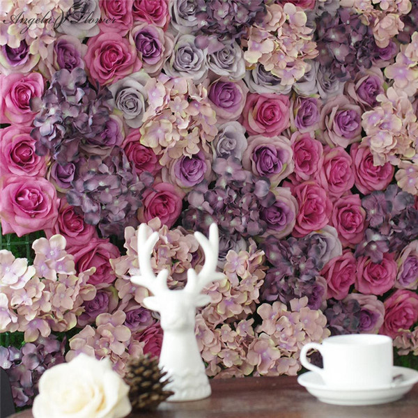 DIY Artificial silk rose flower wall home wedding hotel party shop simulation flores wall decoration 10 pieces/lot fake flowers haif