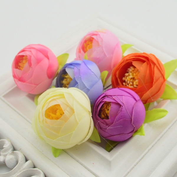 1pcs 4.5cm Silk Rose Bud Artificial Flower Head For Wedding Car Decoration Diy Garland Decorative Floristry Fake Flowers