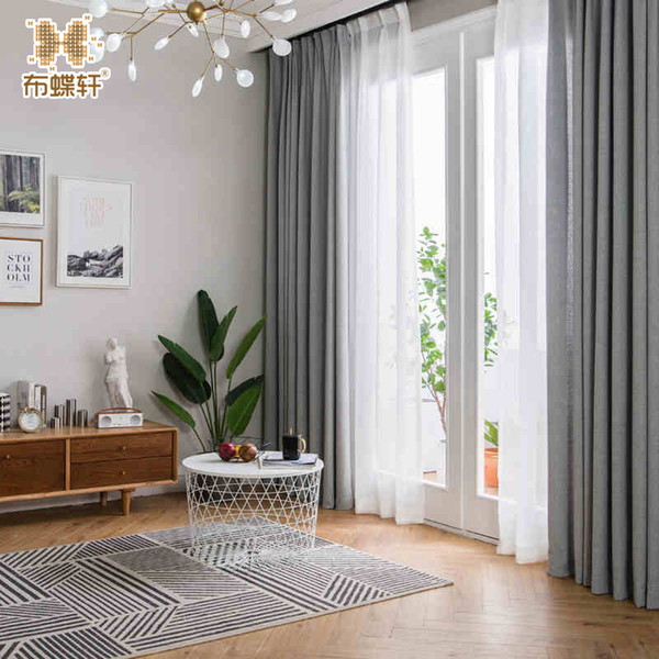 2018 New Arrival Grey Drapes for Bedroom Office Custom Made Size Thick Solid Linen Curtains for Living Room European Style