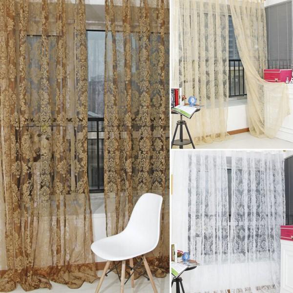 Curtain Factory Price! Unique Bronzing Voile Door Window Curtain Balcony Valances Sheer Scarfs