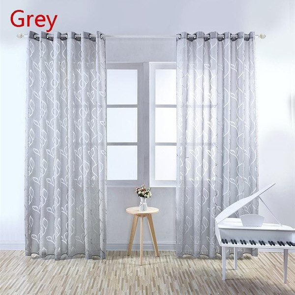 80cm*200cm Lattice Yarn Beauty Leaves Tulle Curtain Window Bedroom Translucent Vine Bubbles 1pcs