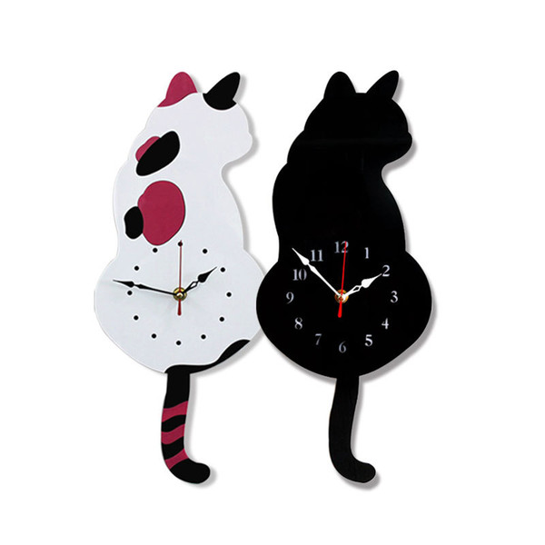 Creative Wall Clock Naughty Cat Wag Tail Vivid DIY Living Room Home Wall Decoration Fashion Watches Kids Gift Funny Cat Toys