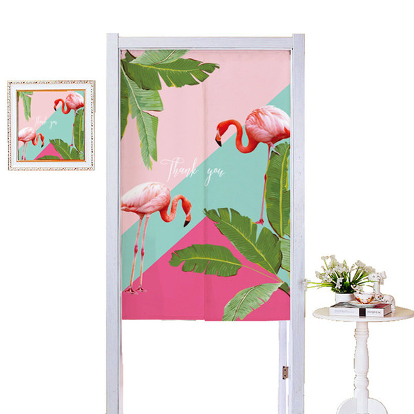 Geometry Flamingo Cartoon Animal Hanging Door Curtains For Living Room Home Decor Restaurant Kitchen Partition Short Valance