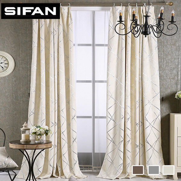 High Quality Chenille Modern Curtains Geometrice Jacquard Pattern Window Blackout Curtains for Living Room Bedroom Custom Made