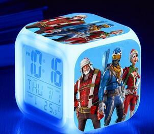 Fortnite Table Clock Color Changing LED Alarm Clock Game Fornite Night Printed Desk Clocks Table Decoration