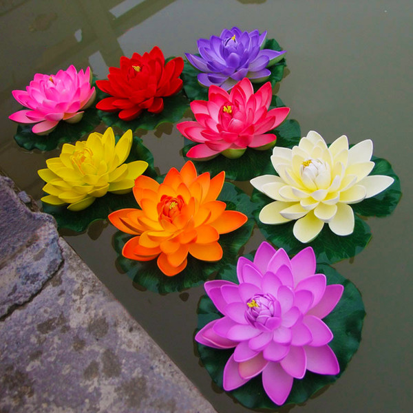 Artificial Floating Lotus Flowers Garden Aquarium Floating Lotus Lotus Pool Summer Artificial Water Lilies Decoration for Pool Wedding 18CM