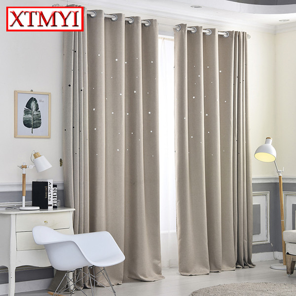 Modern Blackout Curtains for Living Room Hollow Star Faux Linen Bedroom Curtains Window for the Bedroom Custom Made