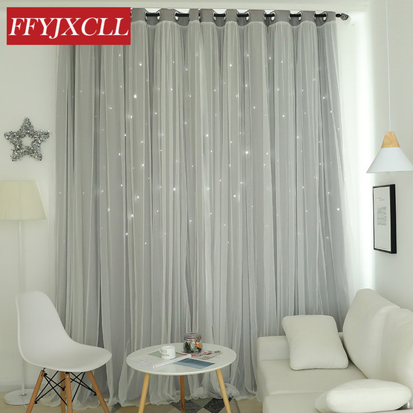 Modern Hollow Star Polyester Cotton Blackout Curtains for Living Room Bedroom Window Curtains for the Bedroom Boy Girl