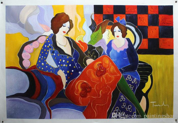 Itzchak Tarkay Nouvelles Figuration Home Artworks Modern Senhora Portrait Handmade Oil Paintings on Canvas Concave and Convex Texture IT043