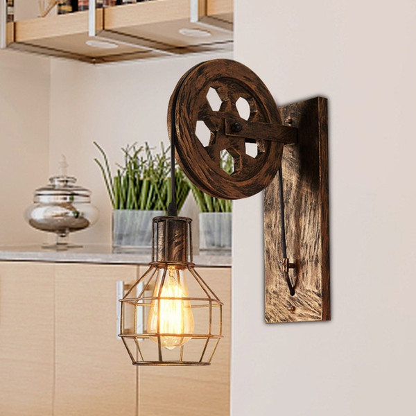 Creative Retro Loft Adjustable Lifting Pulley Wall Lamp Porch Restaurant Aisle Corridor Pub Cafe Bar Light Sconce Free shipping