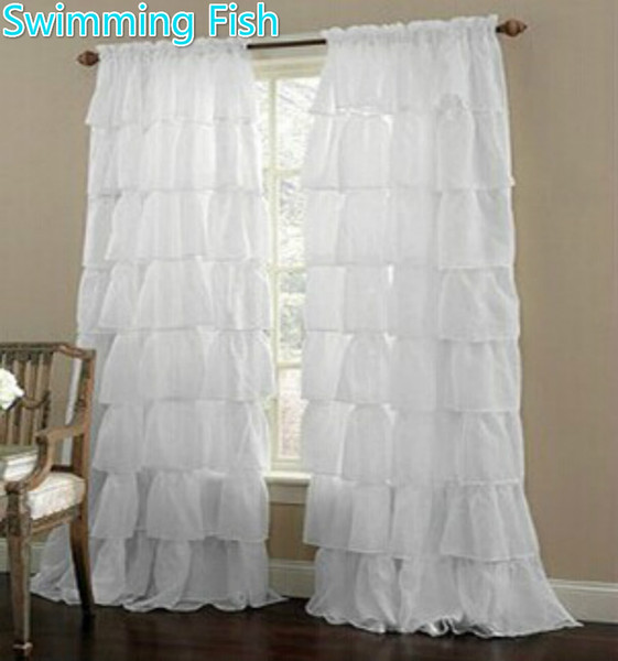 Custom Made Multi-layer Lace Tulle Curtain for Children's Bedroom Semi-shade Window Blinds Sheer Curtain Rod Pocket/ Hook Top