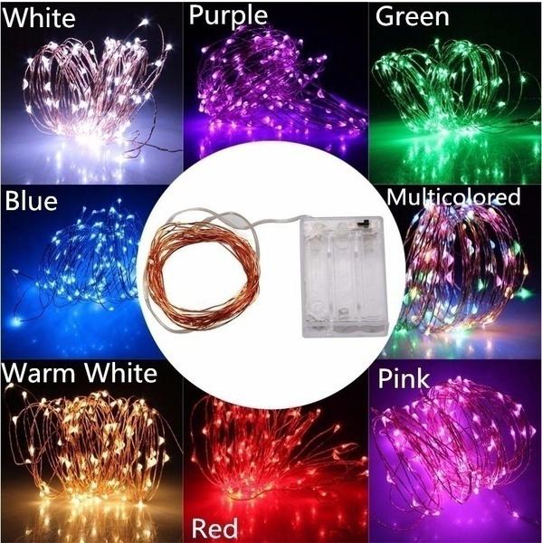 2m 5m 10m 20m 33ft 100 Led 3 Aa Battery Powered Decoration Led Copper Wire Fairy String Lights Lamps For Christmas Holiday Wedding Party