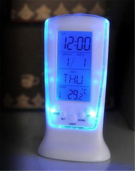 New Home LED Digital LCD Alarm clock calendar thermometer with Blue Backlight Desk Clock