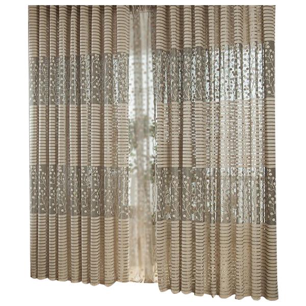 Gray Striped Pachira Drape Balcony Bedroom Living Room Window Drape Curtain